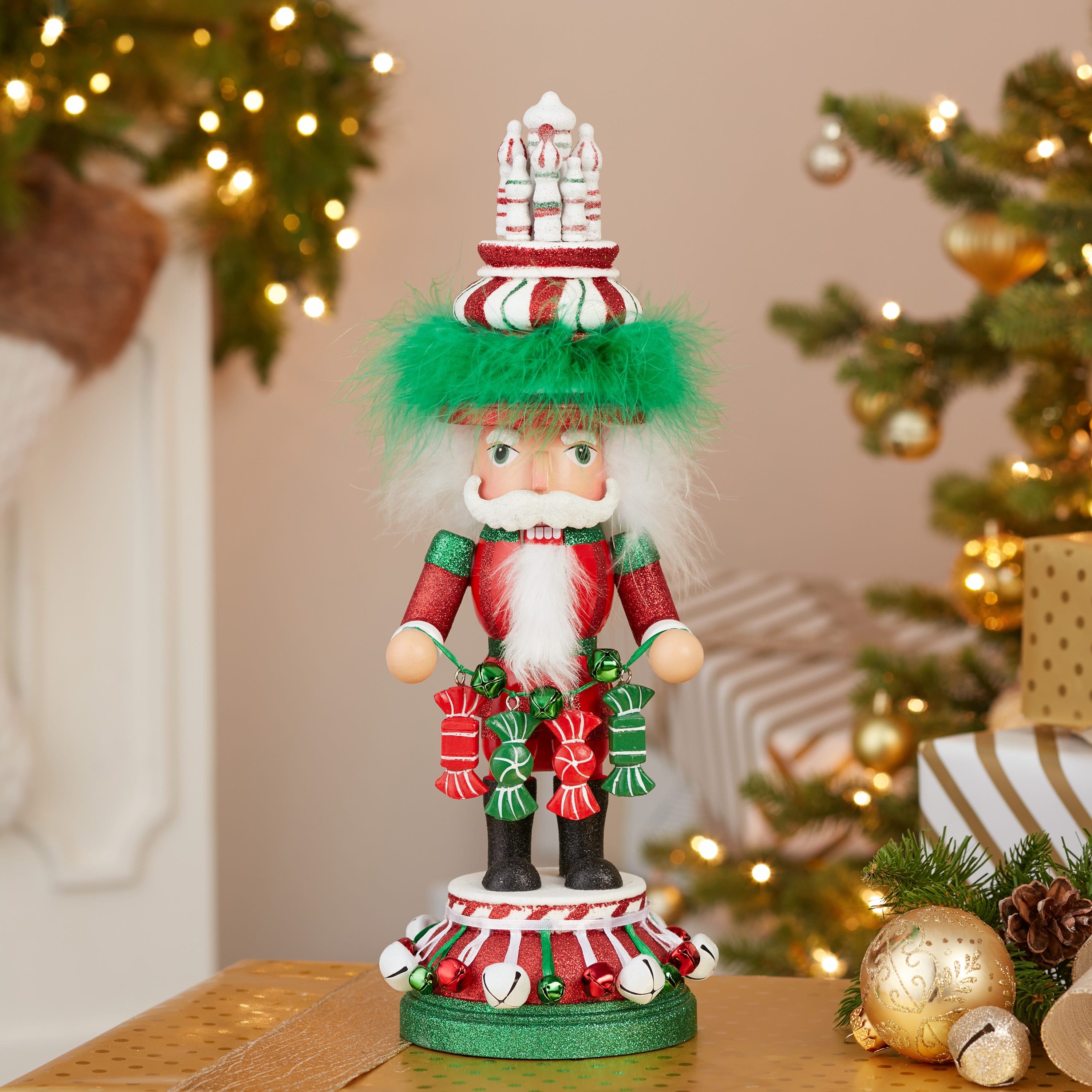 Kurt Adler 15-Inch Hollywood Nutcrackers™ Red, White and Green Candy Tower Hat Nutcracker